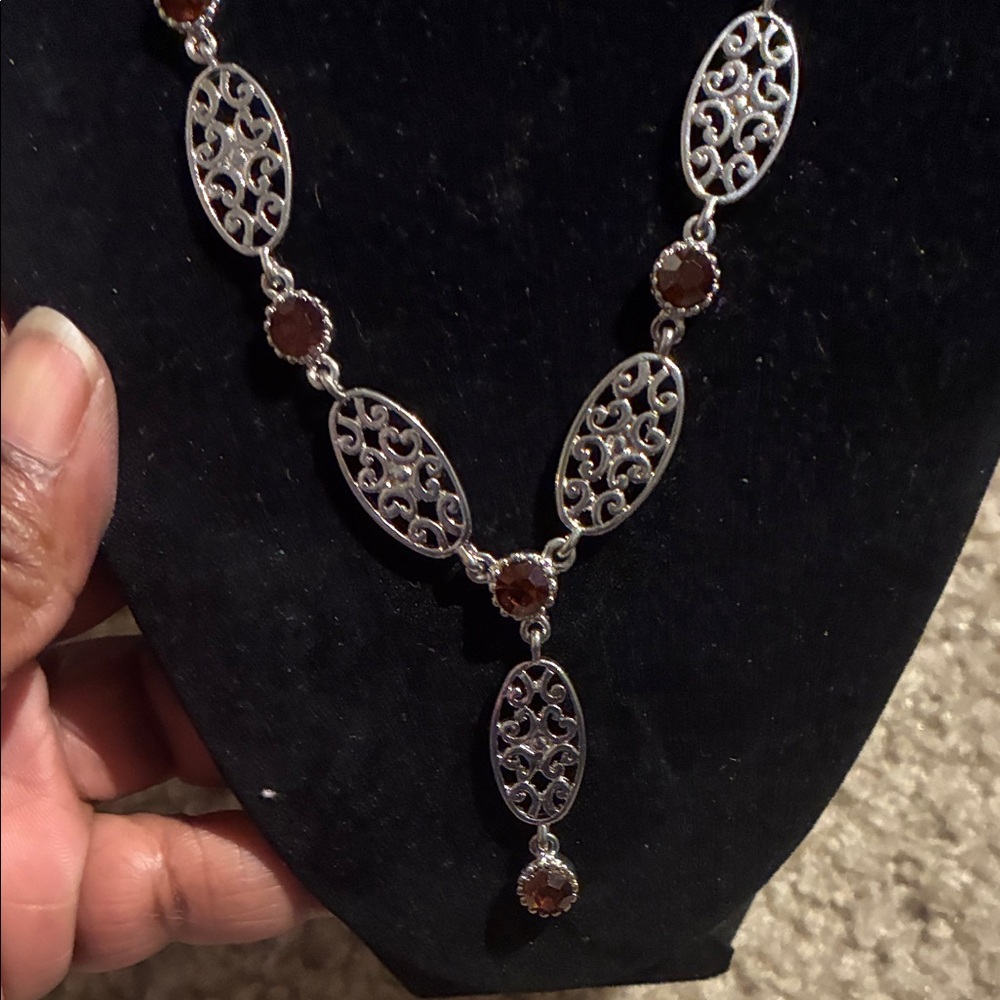 Cookie Lee Silver and Red Necklace - Picture 4 of 5